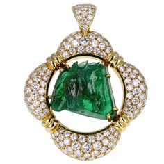 Emerald Diamond Pendant, Two Horses, Antique Pendant, Vintage Necklaces, Pearl Pendant Necklace, Emerald Diamond, Pearl Pendant, Diamond Pendant, Vintage Necklace