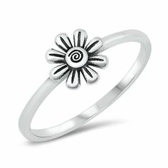 High Quality .925 Genuine Sterling Silver Flower RingOxidized rings are a perfect addition to your jewelry box. This quality 925 Genuine Sterling Silver flower ring is not just any other ring. This is a piece of personalized jewelry that can be engraved with a name or a quote. It comes with an appealing gift box and has a gorgeous flower design in the center. Gift this special and versatile oxidized flower ring to a special woman. It could be your daughter, wife, girlfriend, friend, mother, or s Engraved Promise Rings, Silver Flower Ring, Sterling Silver Promise Rings, Band Jewelry, Silver Plated Jewelry, Sterling Silver Flowers, Personalized Rings, Cute Rings, Size 10 Rings