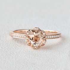 Morganite & Moissanite Wedding Ring Retro Engagement Rings, Peach Morganite Ring, Morganite Wedding Rings, Wedding Rings Art, Art Deco Sapphire Ring, Sterling Silver Promise Rings, Moissanite Wedding Ring, Art Deco Wedding Rings, Sapphire Engagement Ring Blue