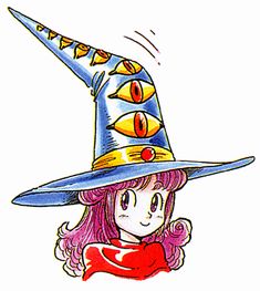 a drawing of a girl wearing a witches hat