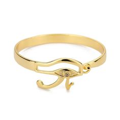 18K Gold Eye of Horus Bracelet, Gothic Egyptian Bangle, Egyptian Bracelet | eBay Eye Of Evil, Evil Bracelet, African Bracelet, Egyptian Bracelet, Egyptian Eye, African Bracelets, Egyptian Jewelry, Cvd Diamond, Gold Plated Bangles