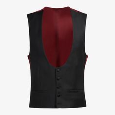 An elegant addition to any evening look,
 this black, slim-tailored waistcoat is cut from wool by the Vitale Barberis
 Canonico mill, and features jetted pockets, 5 silk-covered buttons and a deep
 U-neck collar. Tailored Waistcoat, Navy Tuxedos, Evening Look, Slim Fit Tuxedo, Tuxedo Shirts, Black Tuxedo, Tuxedo Jacket, Vest Coat, U Neck