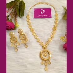 24 carat gold plated beautiful Kuwaiti set with earrings. Extremely elegant look. Perfect for any occasion. Do check more designs in our shop. Feel free to contact us for any enquiries. Please provide detailed address with contact number when order is placed as it is required on shipping label. Gold Plated Jewelry As Eid Gift, Gold Plated Jewelry For Eid Gift, Eid Gift Gold Plated Jewelry, Gold Plated Chandbali Jewelry Sets For Gift, Gold Plated Hallmarked Jewelry Sets For Celebration, Elegant Gold Plated Jewelry For Eid, Elegant Gold-plated Jewelry For Eid, Festival Elegant Gold Plated Jewelry Sets, Elegant Jewelry Sets As Eid Gift