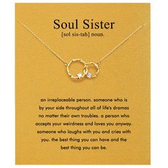 PRICES MAY VARY. SOUL SISTER: A delicite friendship necklace for women, wear your necklace as a reminder that the soul sister is an irreplaceable person. someone who is by your side throughout all of life's dramas no matter their own troubles. QUALITY CRAFTSMANSHIP: A dainty circle pendant that crafted from hand, with a sturdy 17inch chain and 2inch extender chain. Made of high-quality brass and coated in a 14k real gold, this necklace is designed to last through years of wear and tear. VARIOUS Friendship Necklaces For 2, Bestie Necklaces, Italian Horn Necklace, Sister Circle, Gold Evil Eye Necklace, Necklace Friendship, Friendship Necklace, Sister Jewelry, Soul Sister