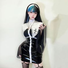 Alternative Black Mini Dress For Cosplay, Fitted Gothic Mini Dress For Cosplay, Emo Mini Dress For Cosplay, Women Fancy Dress, Nun Cosplay, Black Kawaii Dress For Cosplay, Points Design, Gothic Harajuku Fashion, Kawaii Cottagecore