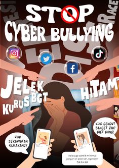 Poster Poster On Cyberbullying, Canva Slogan Ideas, Anti Bully Posters Ideas Aesthetic, Anti Cyberbullying Posters, Poster About Cyberbullying, Poster Perundungan Sekolah, Stop Cyberbullying Poster, Bully Poster Ideas, Poster Bully Aesthetic