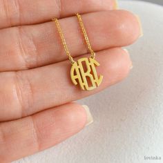 14K SOLID GOLD Dainty Monogram Necklace ❤️Finish:14K SOLID GOLD, Sterling Silver,14K Gold,Rose Gold ❤️Nickel Free ❤️Tarnish Resistant ❤️High Quality Materials ► HOW TO ORDER; Please select your preffered material and initials from the menu while adding to card. T U R N ∙ A R O U N D ∙ T I M E * All items are custom made to order. Our turn around time is about 4 -6 business days. This can change during peak seasons. Please check our home page for the most current times. ❤️Please contact me for fu Gold Initials Name Necklace For Anniversary, Engraved Gold Necklace For Bridesmaid Gift, Personalized Gold Jewelry For Bridesmaid, Gold Monogram Jewelry For Mother's Day, Gold Monogram Initial Necklace For Formal Events, Gold Monogram Initial Necklace For Formal Occasions, Gold Engraved Necklace For Bridesmaid Gift, Gold Name Necklace For Bridesmaid Gift, Gold Monogram Necklace For Mother's Day