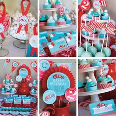 red, white and blue birthday party with cupcakes