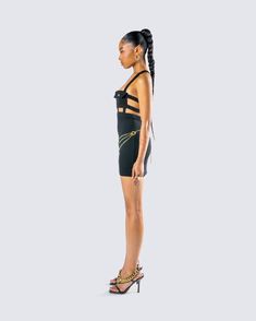 Prepare to feel like your sexiest self with this black mini dress 🖤 Made from Ponte fabric, and complete with a front neckline square trim, pocket details, elastic strap details, and a center back invisible zipper for an elevated look that will leave everyone in awe 😌 Square Trim, Dont Compare, Don't Compare, Black Mini Dress, Chain Belt, Cargo Pant, Black Mini, Hottest Trends, Invisible Zipper