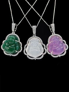 Experience Good Luck with the Purple Buddha Necklace. Crafted with Natural Purple Jade stone symbolises inner peace and harmony. The Buddha Necklace can serve as a gentle reminder of the values and teachings of Buddhism bringing tranquillity to your daily life. Holistic Jade Jewelry For Meditation, Spiritual Jade Round Pendant Necklace, Spiritual Jade Crystal Necklaces With Round Shape, Spiritual Jade Necklace For Good Luck, Gemstone Round Pendant Necklace For Meditation, Gemstone Round Pendant Necklace, Spiritual Jade Jewelry With Large Pendant, Jade Amulet Jewelry For Meditation, Round Crystal Amulet Necklaces For Meditation