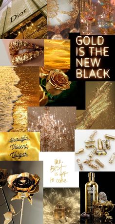 gold is the new black collage with roses and other things to do on it