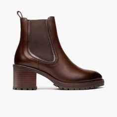 Women's Knockout High Heel Chelsea Boot in Chocolate - Thursday Boots Mid High Boots Outfit, Cognac Chelsea Boots, Thursday Boots Women, Thursday Boots, Heeled Chelsea Boots, Botas Chelsea, Boot Companies, Chelsea Boots Women, Heels Sneakers