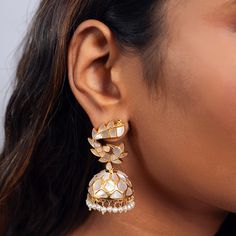 chandi ki earrings design, gold plated silver earrings online india, silver ear jewellery India Inspired, Mother Pearl, Gold Plated Silver, Gold Material, Wedding Gift, Mother Of Pearl, Semi Precious, Ideal Gift, 925 Silver