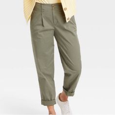 High -Rise Tapered Chino Pants Update Your Collection Of Bottoms Lightweight Fabric With Added Spandex For Stretchy All -Day Comfort Taper With A Casual Fit For Easygoing Style High-Rise Waist With Belt Loops, Fly Hook And Zipper Closure Front Packets Add Utility Length:30 In Color Olive Size 2 High Wasted Pants, Paper Bag Jeans, Dark Wash Jeans Women, Tapered Chinos, Blue Mom Jeans, High Rise Bootcut Jeans, Tapered Leg Jeans, Light Jeans, Carpenter Jeans