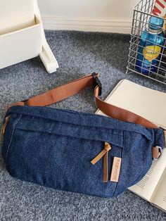 BagForLove - Chic Vintage Blue Womens Chest Bag - Simple & Stylish Rectangular Denim Blue Bag For On-the-go, Casual Canvas Mobile Phone Bag, Denim Blue Rectangular Canvas Bag For School, Denim Blue Bags With Zipper Pocket For On-the-go, Denim Blue Rectangular Bag For On-the-go, Casual Denim Blue Shoulder Bag For On-the-go, Casual Denim Blue Rectangular Bag, Blue Canvas Bag With Zipper Pocket For School, Blue Canvas Backpack For Daily Use