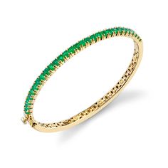 Luxury Bangle Bracelets With Gemstone Accents, Luxury Gemstone Bangle Bracelets, Yellow Gold Bangle Bracelet With Gemstone Accents, Luxury Green Gemstone Bangle, Fine Jewelry Bangle With 17 Jewels, Fine Jewelry Bangle With Pave Setting, Yellow Gold Bangle With Pave Setting, Gold Bangle Bracelet With Pave Setting, 14k Gold Bangle Bracelets With Pave Setting