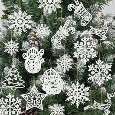 PRICES MAY VARY. ✔️【VALUABLE PACK】You will get 42pcs Christmas tree ornaments with 10 patterns, including Christmas tree, snowflake, stocking, snowman, star, reindeer and Santa. Each measuring approx 3"-4.3", sparkling hanging ornaments add a beautiful touch to your Christmas party. ✔️【PREMIUM MATERIAL】These white snowflake decorations were made of high-quality plastic and glitter powder, durable and reusable, store carefully and can be used for next year. ✔️【SPARKLING DESIGN】Each of our hanging Christmas Snowman Decorations, Winter Wonderland-party, White Christmas Ornaments, Santa Decorations, Winter Wonderland Party, Winter Wonderland Christmas, Christmas Hanging Decorations, Holiday Party Gift, Snowflake Decorations