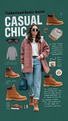 Step up your everyday style with Timberland boots! Explore our collection of stylish and cozy outfits perfect for any casual occasion. 🍂✨  👖 Jeans: Pair your Timberlands with your favorite jeans for a timeless, laid-back look. Effortlessly cool! 😎👖  🧥 Cozy Sweaters: Stay warm and chic with cozy sweaters that perfectly complement your boots. Perfect for those cooler days! ❄️🧥  🧣 Layered Looks: Master the art of layering with stylish jackets, scarves, and accessories. Functional and fashionable! 🧢🧥🧣  Elevate your casual wardrobe with Timberland boots and create your own chic style! 🌟 #TimberlandBoots #CasualChic #EverydayStyle #CozyOutfits #LayeredLooks #FashionInspiration Timberland Boots Outfit Winter Jeans, Timberland Boots Outfit Casual, Caterpillar Boots Outfit Women, Construction Boots Women Outfits, Style Timberland Boots Women, Timberland Boots Women Outfit Casual, Caterpillar Boots Outfit, Timberlands Outfits Women, Timberland Boots Outfit Winter