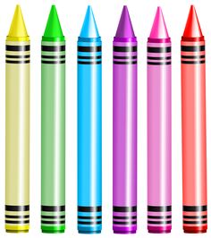 four different colored crayons lined up in a row on a white background photo