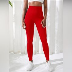 Red Yoga Basic Wide Waistband Sports Scrunch Butt Leggings Color-Red Size-Small Good Quality! (Never Worn) Questions? Leave A Comment Below! High Waist Stretch Red Leggings, High Waist Stretch Red Tights, High Waist Red Stretch Leggings, Red High Waist Stretch Leggings, Sporty High Waist Elastic Leggings, High-waist Stretch Red Tights, Red High-waist Stretch Leggings, Red High Waist Stretch Tights, Sporty High Waist Elastic Activewear