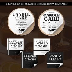 candle care labels and labels for candles, honeys, lemons, and more