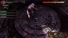 a screenshot of a video game character in the middle of a circular area with other characters