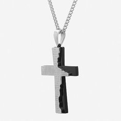 A beautifully crafted symbol of faith, this unique men's cross pendant in two-tone stainless steel features the inspirational text of The Lord's Prayer.Closure: Lobster claspDimensions: 24" long, 3mm wide curb chainPendant Size: 38.03x66.89mm longFeatures: Religious Jewelry, Quick ShipShape: CrossMetal Color: Two ToneChain Length: 24 InchChain Construction: CurbMetal: Stainless SteelNecklace Type: Pendant NecklacesCountry of Origin: Imported Stainless Steel Cross Pendant Necklace For Faith, Engraved Stainless Steel Cross Necklace, Father's Day Stainless Steel Cross Pendant Necklace, Engraved Stainless Steel Cross Necklaces, Father's Day Stainless Steel Cross Necklace, Personalized Black Cross Pendant Necklace, Engraved Stainless Steel Cross Pendant Necklace, Black Engraved Pendant Cross Necklace, The Lord's Prayer