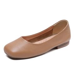 Gender: Women Item Type: Casual Shoes Main Material: Cow Leather Style: Casual, Classic, Retro Season: Spring, Summer, Autumn Heel Type: Flat Outsole Material: Rubber Heel Height: Low Heel (1-3 cm) Size Length cm inch 35 22.5 8.86 36 23 9.06 37 23.5 9.25 38 24 9.45 39 24.5 9.65 40 25 9.84 Brown Closed Toe Ballet Flats For Office, Office Brown Ballet Flats With Round Toe, Brown Ballet Flats For Office, Slip-on Round Toe Flats For Office, Slip-on Flats With Round Toe For Office, Office Slip-on Flats With Round Toe, Office Flats With Medium Width And Closed Toe, Office Flats Closed Toe, Closed Toe Faux Leather Flats For Office