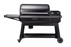 a black barbecue grill with the words traegro on it's side