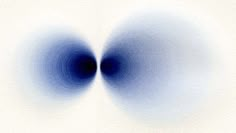 an image of two blue circles in the middle of a white background with black dots