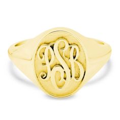 Raised Monogram Signet Ring for Women Oval Yellow Gold Signet Ring With Initials, Oval Signet Ring With Initials For Formal Occasions, Formal Signet Ring With Initials, Formal Oval Signet Ring With Initials, Oval Engraved Ring With Initials For Formal Occasions, Formal Engraved Oval Ring With Initials, Formal Oval Monogram Initial Ring, Formal Oval Engraved Ring With Initials, White Gold 14k Monogram Signet Ring