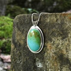 Turquoise Drop Pendant - Silver Pendant - handmade by Beth Millner Jewelry Lake Superior Agates, Mixed Metal Earrings, Sunny Afternoon, Upper Peninsula, Kingman Turquoise, Lake Superior, Copper Pendants, Silver Pendants, Metal Pendant