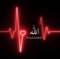 a heart beat with the words it's my heartbeat written in arabic and english