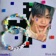 txt blue hour themed matching bracelet set ! perfect as a gift to match with a friend, or you can wear them both ! write whatever you like and choose your letter theme. letter theme options available on last picture. pre-written options also available. writing only goes on one bracelet. maximum 11 letters. K Pop Bracelet Ideas, Txt Bracelet, Txt Blue Hour, Bracelet Inspo, Txt Soobin, Bead Ideas, Kpop Merch, Blue Hour, Matching Bracelet