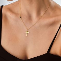 This stunning Cross Birthstone Necklace is the perfect accessory to add a touch of elegance to any outfit. Made with a delicate Gold Pendant Cross and embellished with a birthstone of your choice, this Necklace for Women is a thoughtful Gift for Her. Make it extra special by personalizing it with a name or message of your choice, creating a truly unique piece that will be treasured for years to come. Give the gift of timeless beauty with this Personalized Cross Name Necklace - a wonderful gift for any occasion. ♡ CROSS ∙ BIRTHSTONE ∙ NECKLACE ◇  ◇ Made to Order ◇ Material Options: 14k Solid Gold and High Quality 925k Silver  ◇ Birthstone Options: High Quality Cubic Zircon stones ◇ Dimensions: 14 mm x 20 mm ( 0.55'' x 0.79'') ◇ Color Options: Yellow Gold ∙ Rose Gold ∙ White Gold ◇ All our j Elegant Clavicle Chain Cross Necklace For Gift, Elegant Cross Pendant Necklace As Gift, Elegant Cross Pendant Necklace For Gift, Elegant Cross Jewelry As Gift For Her, Elegant Cross Necklace With Delicate Chain For Gift, Elegant Pendant Cross Necklace As Gift, Elegant Pendant Cross Necklace For Gift, Elegant Cross Pendant Necklace As A Gift For Her, Elegant Cross Charm Necklace As Gift