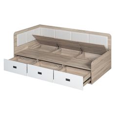 the bed has four drawers underneath it