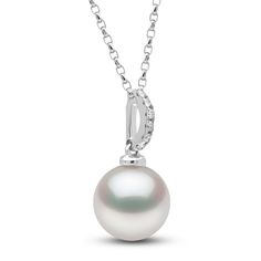 A lustrous freshwater cultured pearl dangles elegantly in this timeless women's pendant necklace. 18K White Gold Diamond accents Freshwater cultured pearl Diamonds embellish the bail to complete the look The 16-inch rolo chain with a 2-inch extender secures in place with a spring ring clasp. From the Yoko London collection Classic White Gold Pearl Necklace With Teardrop Pendant, White Gold Teardrop Pearl Necklace With Charm, Timeless Pearl Pendant Necklace For Anniversary, Luxury Pearl Pendant Necklace, Fine Jewelry Pearl Necklace With Pendant, White Gold Teardrop Pendant Necklace With Pearl Drop, Diamond Necklaces With Pearl Charm, Timeless Pearl Pendant Necklace, Diamond Necklace With Pearl Charm