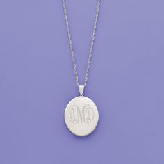 Ross-Simons - Name - Sterling Silver Floral Locket Necklace. Etched with a scrolling floral motif, our sterling silver oval locket has the aura of a vintage-style keepsake. Make it meaningful with a FREE engraving on the back of a name with up to nine characters in your choice of block or script type. Suspends from a Singapore chain that adjusts from 24" to choker length. Fits a 1 3/16" x 7/8" photo inside. Lobster clasp, sterling silver personalized locket necklace. Sterling Silver Locket Necklace, Sterling Silver Locket, Oval Locket, Silver Locket, Script Type, Silver Lockets, Locket Necklace, Floral Motif, Locket