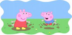 peppa and piggy are playing in the mud