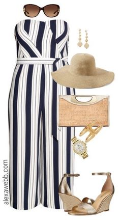 Plus Size Striped Jumpsuit - Plus Size Summer Outfit Idea - Plus Size Fashion for Women - alexawebb.com #alexawebb Party Outfit College, Outfit College, Fashion Outfits Plus Size, Stylish Plus Size Clothing, Plus Size Fashion Tips, Jumpsuit Casual, Look Plus Size, Plus Size Summer Outfit, Plus Size Jumpsuit