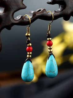 Sku YS-! Material Turquoise Style Classic , Retro Feature Waterdropshape, Handmade Occasion Bohemia ,Vacation ,Beach Seasons Spring , Summer , Autumn , Winter Type Earrings Accessories Color MULTICOLOR, WHITE, BLUE, RED Size ONE SIZE Size Chart: Please consult the size chart we provide for this item's measurements to help you decide which size to buy.Please note: There may be 1-3cm differ due to manual measurement. CMINCH LENGTH FREE SIZE 5 Bohemian Teardrop Earrings For Vacation, Handmade Teardrop Earrings For Vacation, Beaded Teardrop Jewelry For The Beach, Teardrop Beaded Jewelry For The Beach, Bohemian Beaded Blue Teardrop Earrings, Beach Teardrop Beaded Earrings, Bohemian Blue Beaded Teardrop Earrings, Beaded Teardrop Earrings For The Beach, Adjustable Blue Bohemian Teardrop Earrings