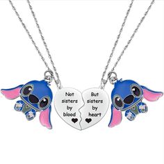 PRICES MAY VARY. Double Best Friends Necklace -- A stitched necklace engraved with the words “Together forever never apart”. It's the perfect way to express that no matter how far apart you are, your hearts will always be together. CUTE BFF GIFT -- Want to surprise your bestie? This BFF necklace set makes a sweet friendship gift for your friend. Show her how much she means to you with a meaningful necklace. BFF GIFTS FROM A LONG DISTANCE -- Give the BFF in your life a meaningful gift. It doesn't Cute Bff Necklaces, Matching Things For Best Friends, Lilo And Stitch Stuff, Cute Birthday Gifts For Best Friend, Matching Heart Necklaces, Bff Necklaces For 2, Best Friend Necklaces For 2, Jewelry For Friends, Character Jewelry