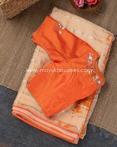 Introducing the exquisite Gorgette With Shibori Saree from Mayukha Sarees Boutique!  Perfect for a summer wedding or festive occasion, this gorgeous saree is crafted with high-quality gorgette material in a stunning peach and orange color combination.  But that's not all! With every saree purchase, you'll receive a beautifully stitched designer custom blouse made of rawsilk with intricate maggam work.  At Mayukha Sarees Boutique, we understand the importance of convenience, which is why we offer Festive Slub Silk Blouse With Dupatta, Slub Silk Saree With Gota Work For Transitional Season, Navratri Slub Silk Pre-draped Saree With Gota Work, Transitional Slub Silk Saree With Gota Work, Diwali Slub Silk Saree With Gota Work, Eid Pre-draped Saree In Slub Silk With Gota Work, Eid Pre-draped Saree With Gota Work In Slub Silk, Eid Pre-draped Saree With Gota Work, Festive Pre-draped Saree In Slub Silk With Gota Work