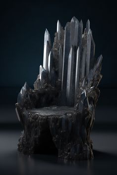 the iron throne is made out of rocks and has several swords sticking out of it