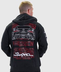 The Toyota Supra is a 90s JDM icon and this hoodie pay tributes to the latest model; the Supra MK5. With its bold and vibrant design on the front and rear of the hoodie, sturdy metal zip and added decals on the hood and sleeves, this hoodie is bound to turn heads and show off your love for the classic MK5 Supra. Mk5 Supra, 90s Jdm, Supra Mk5, Boxing Day Sales, Online Promotion, Custom Quotes, Vibrant Design, Toyota Supra, Bmw E36