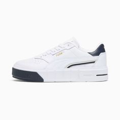 Cali Court Classics Women's Sneakers, PUMA White-PUMA Gold-Cool Dark Gray, extralarge Puma Cali, White Puma, Puma White, Sneakers Puma, Sports Fashion, Heel Caps, Leather Products, Synthetic Leather, Leather Working