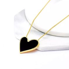 Necklace Women Upscale Jewelry Minimalism Love Heart Charms Snake Chain Choker Necklaces Pendants For Women New Color Gold Black Heart Pendant Chain Jewelry, Black Metal Jewelry For Valentine's Day, Valentine's Day Black Metal Jewelry, Black Chain Necklace For Valentine's Day, Black Heart-shaped Chain Jewelry, Black Stainless Steel Heart Pendant Necklace, Minimalist Heart Shaped Chain Necklace, Black Valentine's Day Necklace, Valentine's Day Black Chain Necklace