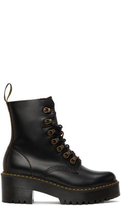 Raw Leather, Dr Martens Black, Faux Leather Boots, Fur Lined Boots, Platform Boots, Dr. Martens Boots, Black N Yellow, Leather Boots, Chelsea Boots