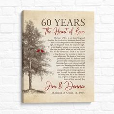 an anniversary card with the words,'60 years and the heart of love '