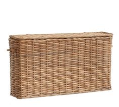 an empty wicker basket on a white background